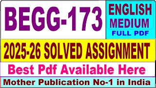 BEGG 173 solved assignment 2025-26 || begg 173 solved assignment 2026 in English || ignou begg173