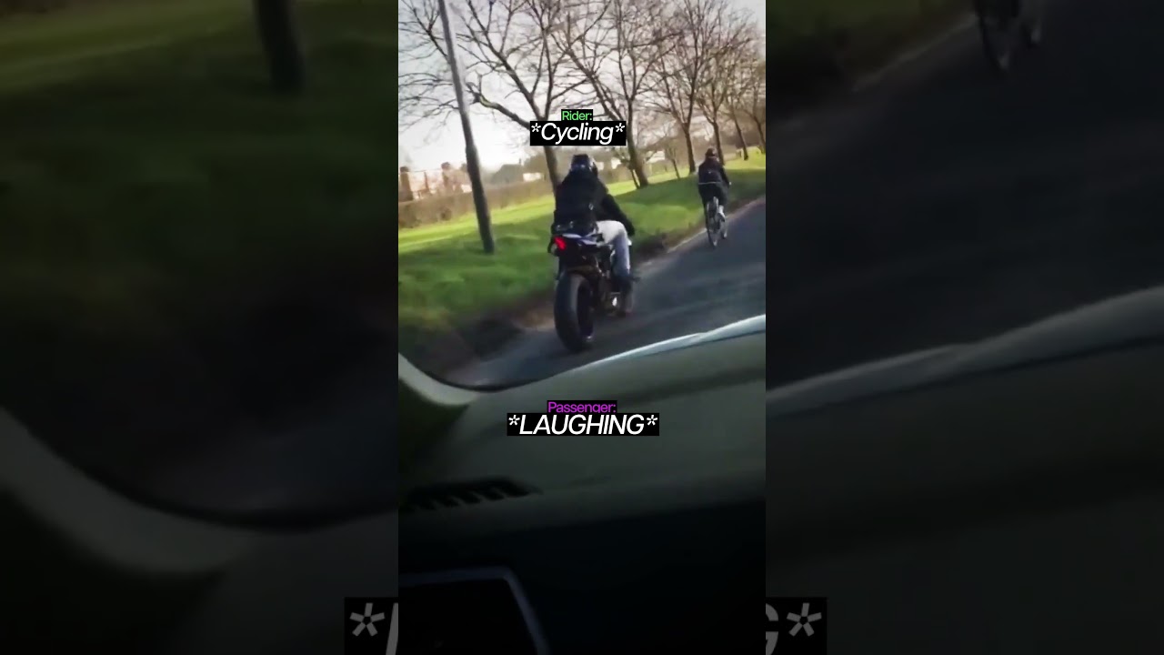 Motorbike Rider Cycles Past Cyclist💀