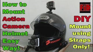 How to mount action camera to helmet the easy way DIY using straps only  Dragon Touch Vision4