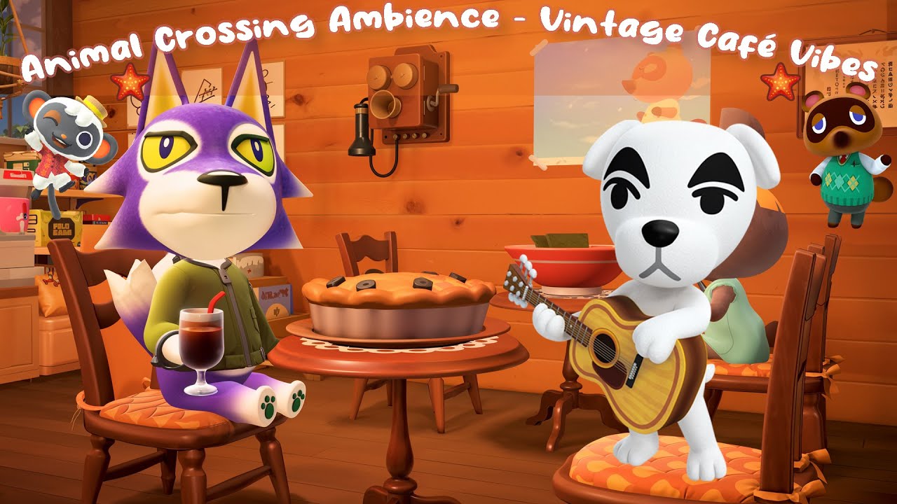 4K Animal Crossing Ambience — уютное антикварное кафе ☕ Болтовня + плейлист с гладкой джазовой фо...
