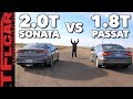 Won It By A Nose! VW Passat vs Hyundai Sonata Drag Race