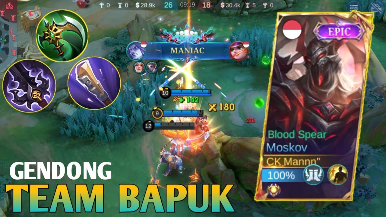MOSKOV GOOD LANE + GENDONG TIM BAPUK SAMPAI DAPAT MANIAC + BUILD TOP GLOBAL MOSKOV MLBB