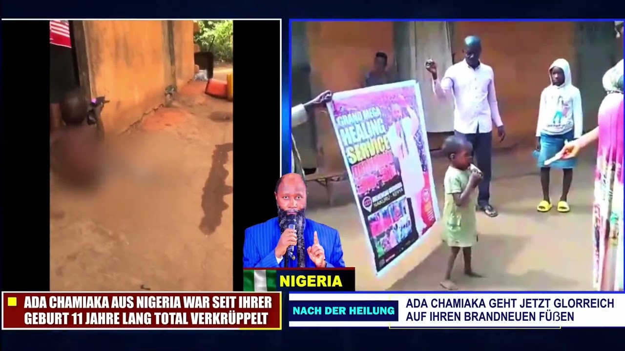 Ada Chamiaka aus Nigeria wurde geheilt und kann zum ersten Mal in ihrem Leben gehen