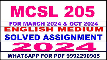 mcsl 205 solved assignment 2024 | mcsl 205 solved assignment in english 2023-24 | mcsl 205 2024