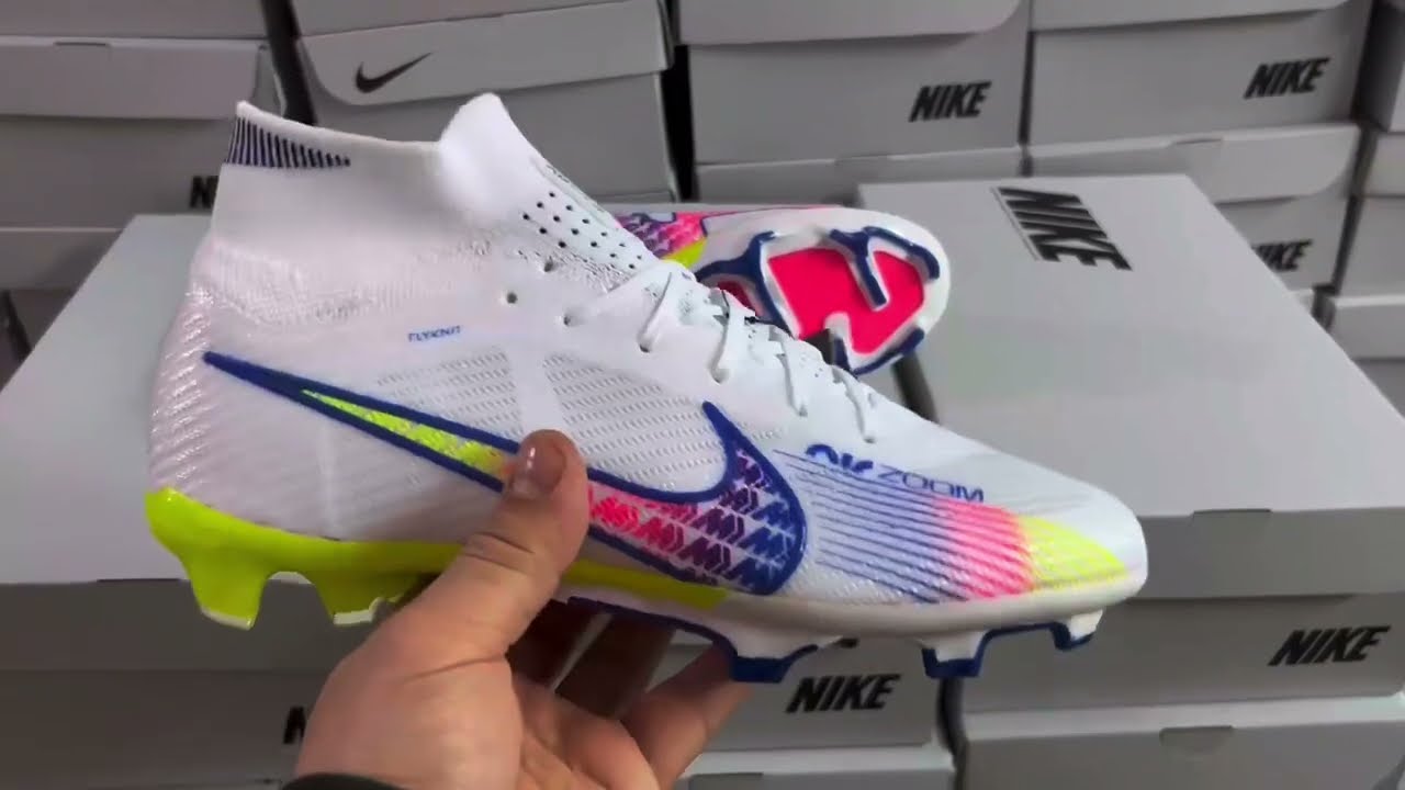 Nike Air Zoom Mercurial Superfly 9 Elite FG White Blue Multicolor - YouTube