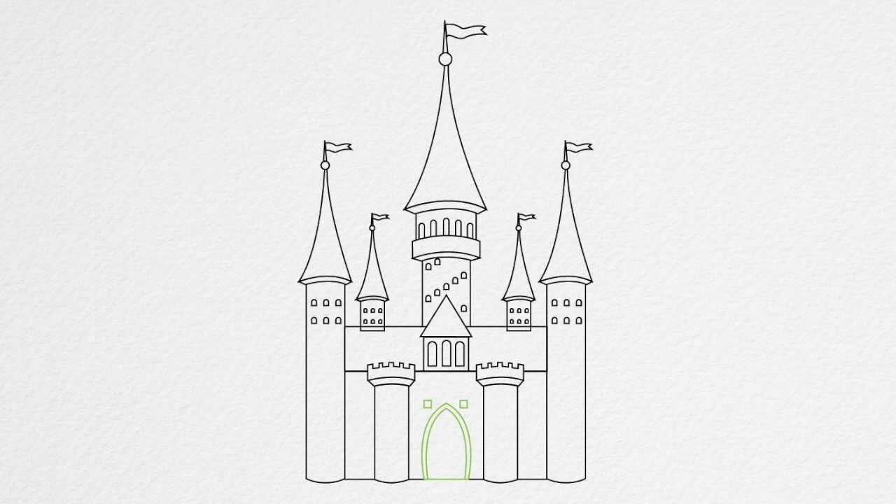 How to draw a CASTLE step by step - YouTube