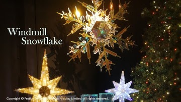 (360 video) Windmill Snowflake - snowflake display with windmill animation