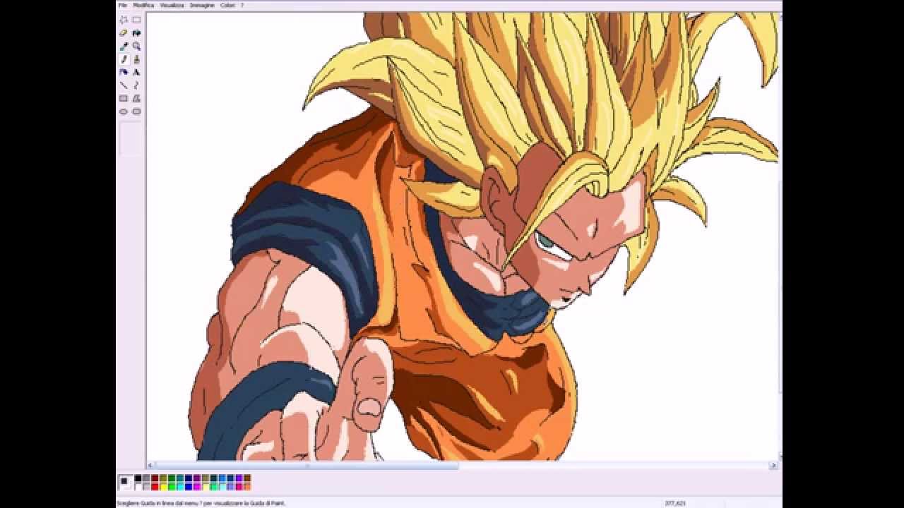 Goku ssj 3 speed painting in MS paint drawing ITA Dragon Ball Z by
