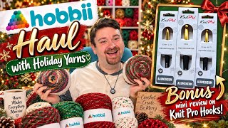 HOBBII Yarn Haul featuring Christmas Yarn and a Mini Hook Review of the Knitpro Crochet Hooks!