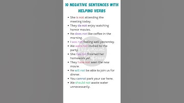 "10 Negative Sentences with Helping Verbs to Strengthen Your Grammar Skills 🚫📚"