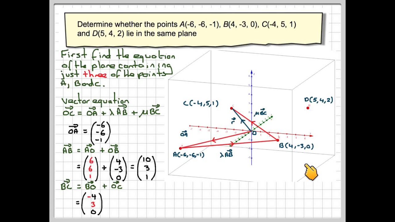 Determining if four points lie in a plane - YouTube