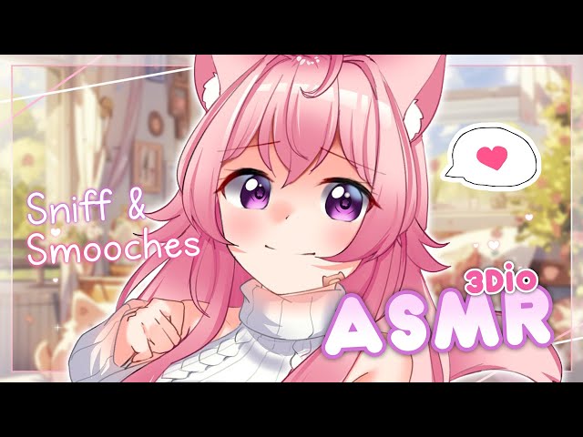 【3DIO ASMR】Catgirl Give You Sniffa and Smooches!🐱🩷With Fluffy Ear Picks and Blowing! [Vtuber]
