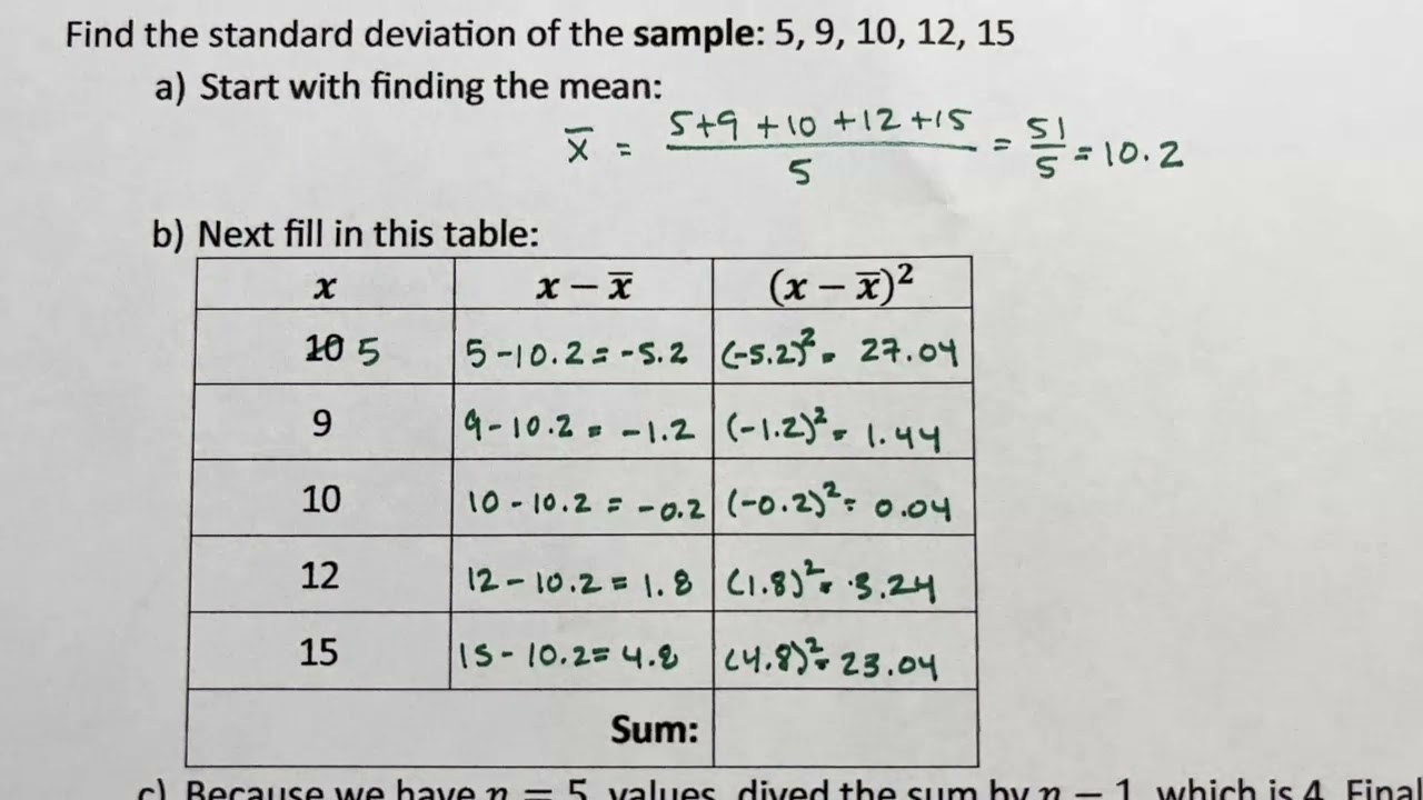 How To Calculate The Standard Deviation Youtube