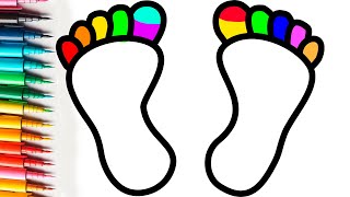 Drawing and coloring feet &amp; more simple colorful pictures for Kids, Toddlers