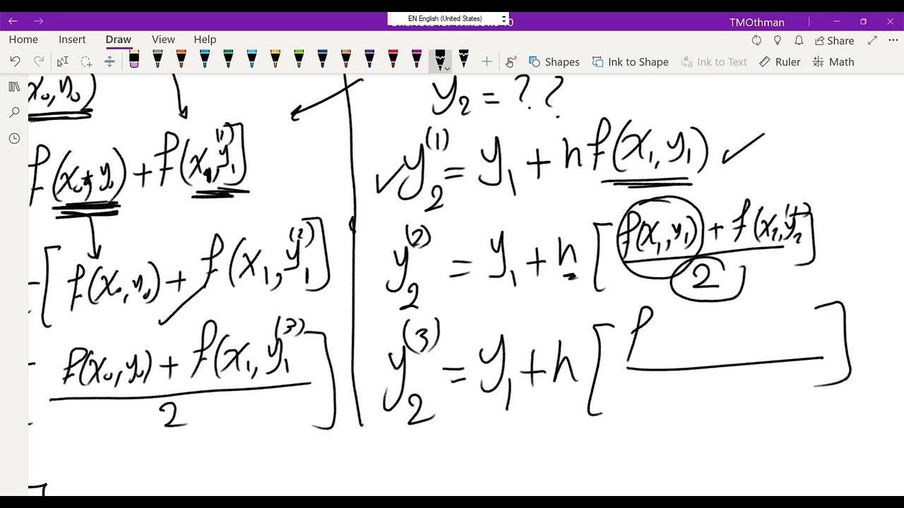 Modified Euler 1st order ordinarily differential eqns