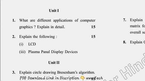 2017 BCA 5th Sem Reappear Computer Graphics Question Paper