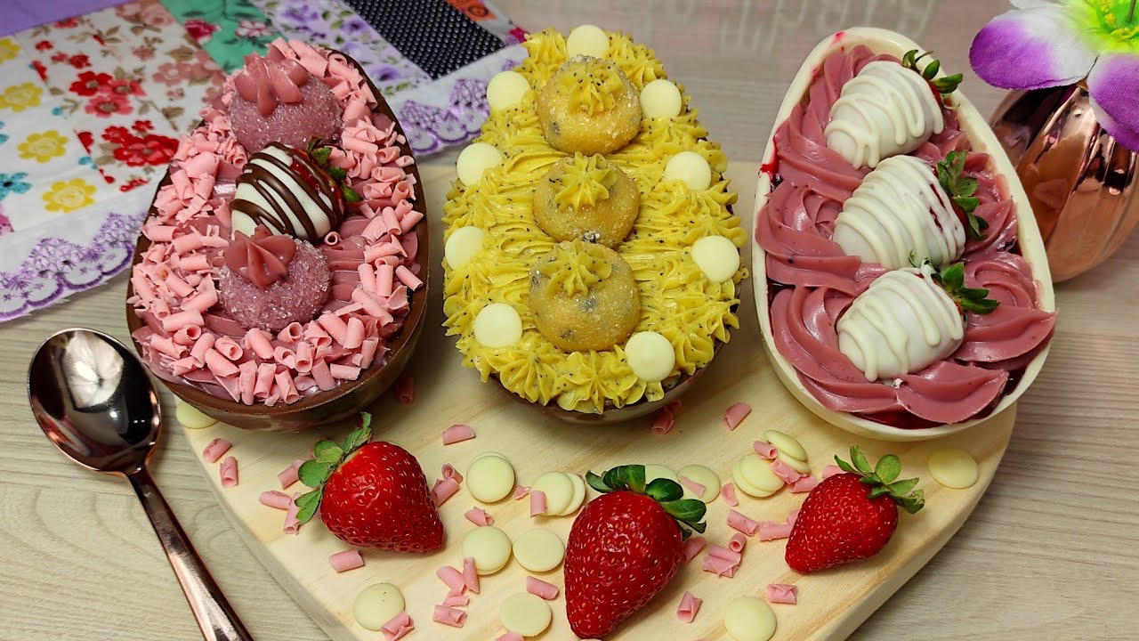 DOIS SABORES DE RECHEIOS PARA OVOS DE PÁSCOA E BOLOS DE ANIVERSÁRIO - 2 sabores de ovos de colher