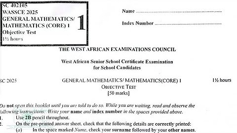 WASSCE 2025 Sept. Core Mathematics Paper 1 Answers Only Ghana