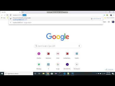 Pop up window using modal and hover using tooltip