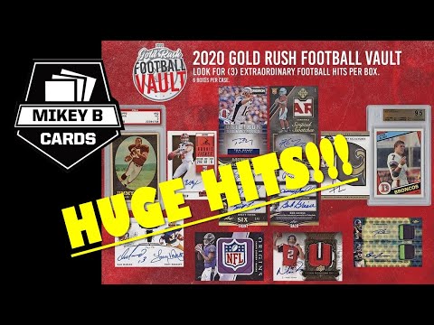 Product Review: 2020 Gold Rush Football Vault - HUGE cards! NFL Shield, Nike Swooshes and more!!!
