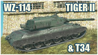 : WZ-114, Tiger II & T34  WoT Blitz Gameplay