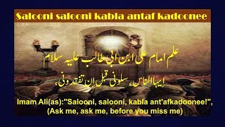 Imam Ali(as) Said Salooni salooni kabla antaf kadoonee | ilm e imam Ali as | ilme ghaib |