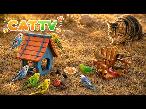 CAT TV 🐦🐿️ Birds & Squirrels Can't Resist This Tropical Feeding Paradise | 4 HOURS | CAT CAM TV