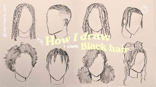 ✏️How I draw black hairstyles (simple) 🌱