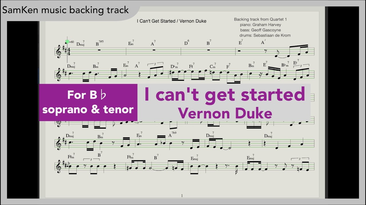 I can't get started backing track for B♭ with the music sheet
