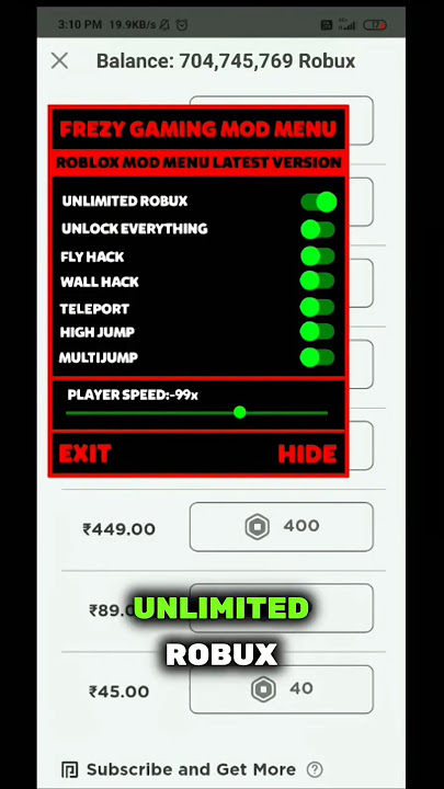 Roblox mod menu premium unlimited robux and free shopping Anti banned.Mod Menu roblox apk