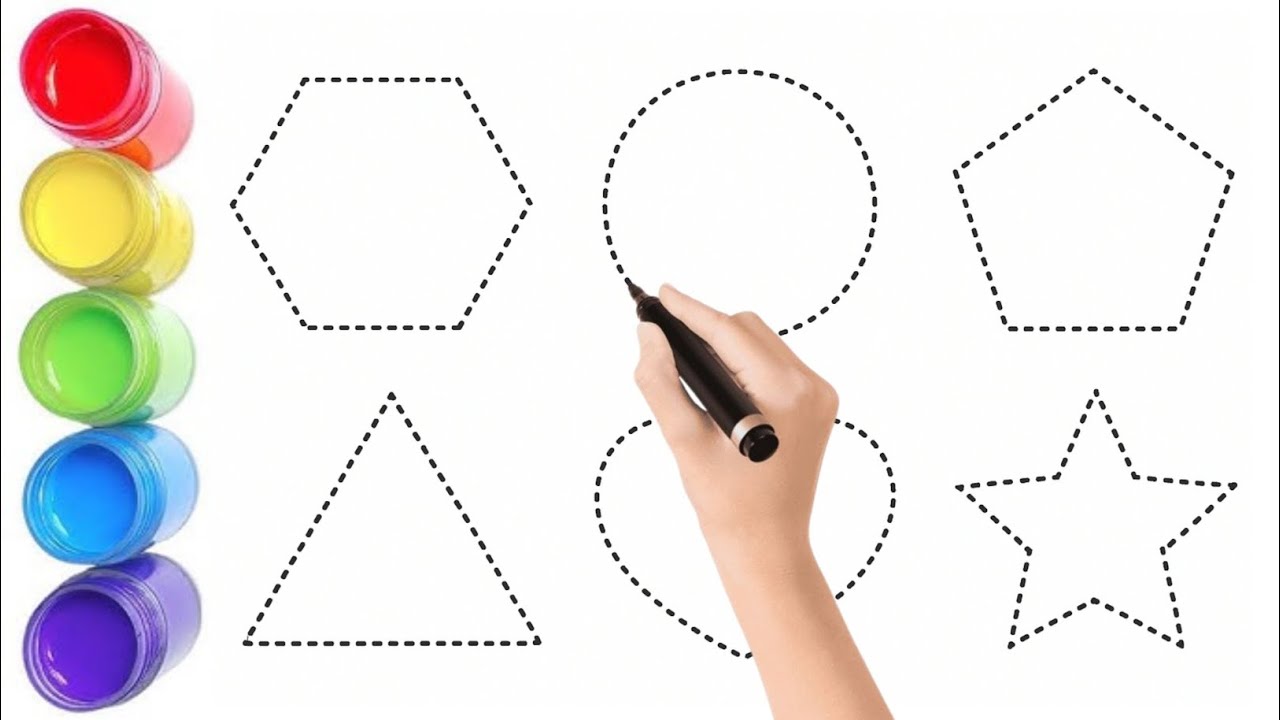 Shapes drawing for kids, Learn 2d shapes, colors for toddlers | Preschool Learning video part-10