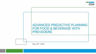 Prevedere: Advanced Predictive Planning for Food & Beverage