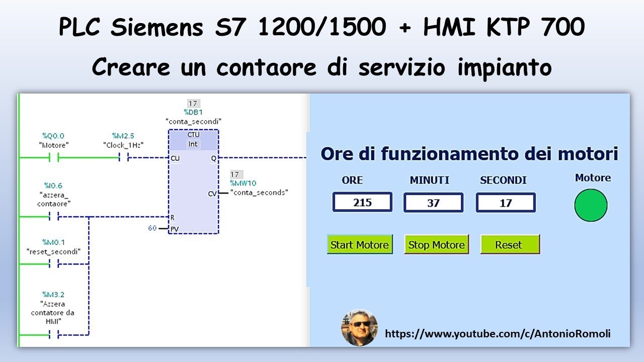 PLC Siemens S7 1200 & HMI KTP 700 Creare un conta ore di funzionamento dell'impianto