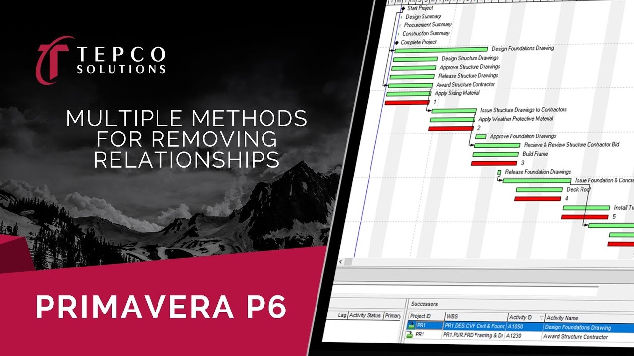 Multiple Methods for Removing Relationships in Primavera P6