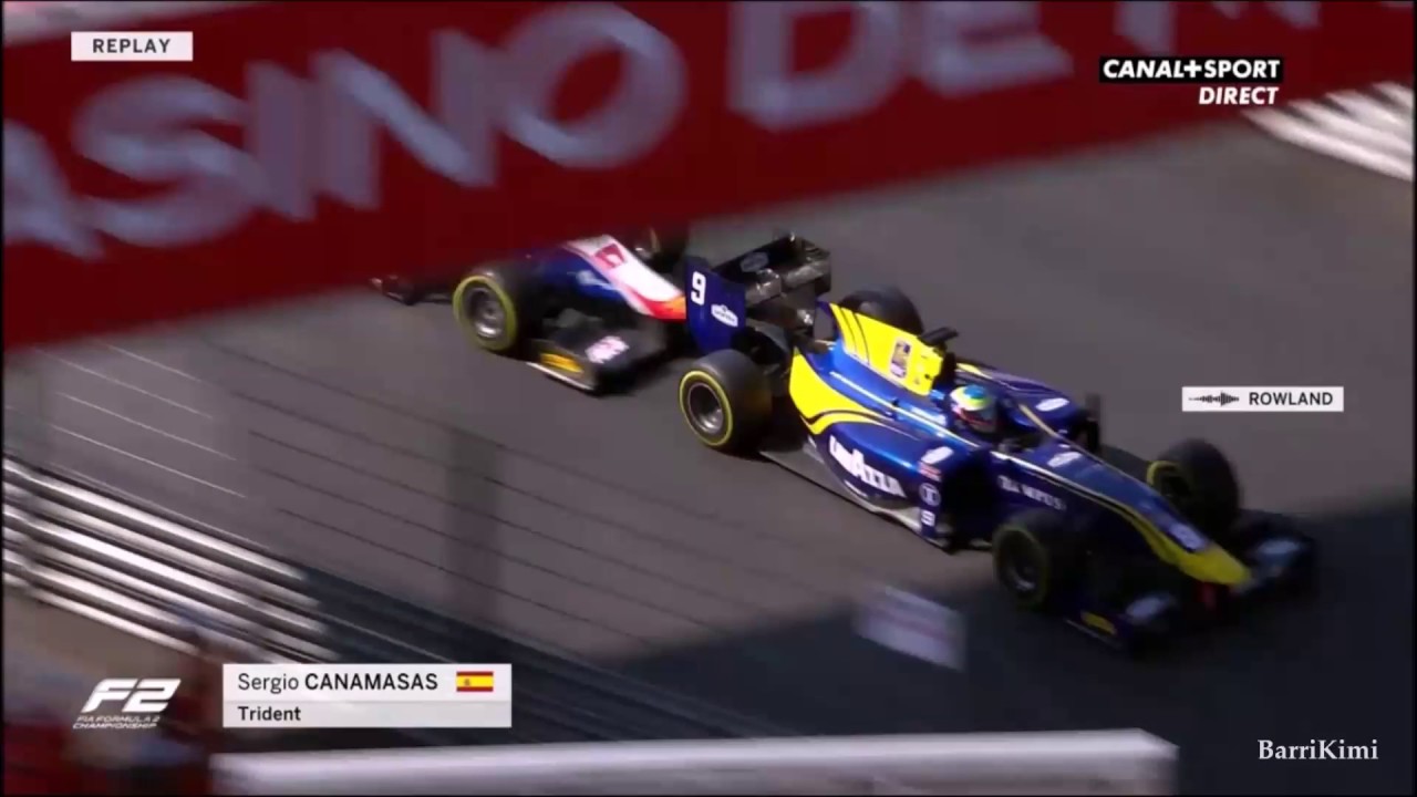 FIA F2 Monaco 2017 Race2 Canamasas Crashes Into Rowland