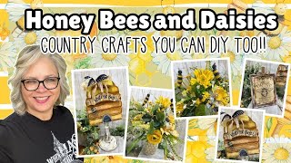 Honey Bees and Daisies Country Crafts   DIY Wood Floral Printable Decor