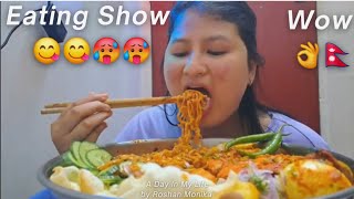 Big Prawns 🦐🦐,Noodles spicy 🥵,Salad and  boiling eggs, Nepali Eating Show ||Cocking and Eating||