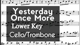 Yesterday Once More Cello or Trombone Sheet Music Backing Track Play Along Partitura
