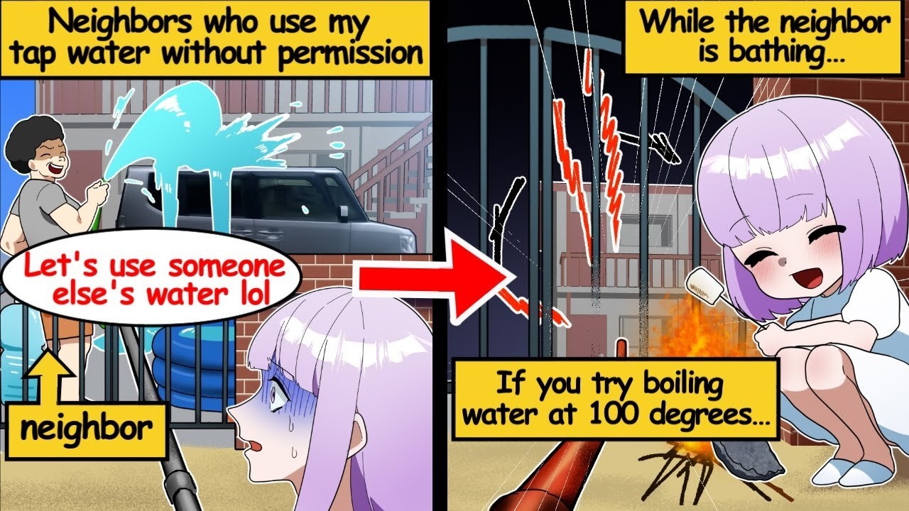 My neighbor's aunt uses my tap water without permission. While the neighbor is bathing...【Manga】