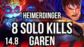 HEIMERDINGER vs GAREN (TOP) | 8 solo kills, 400+ games | EUW Master | 14.8
