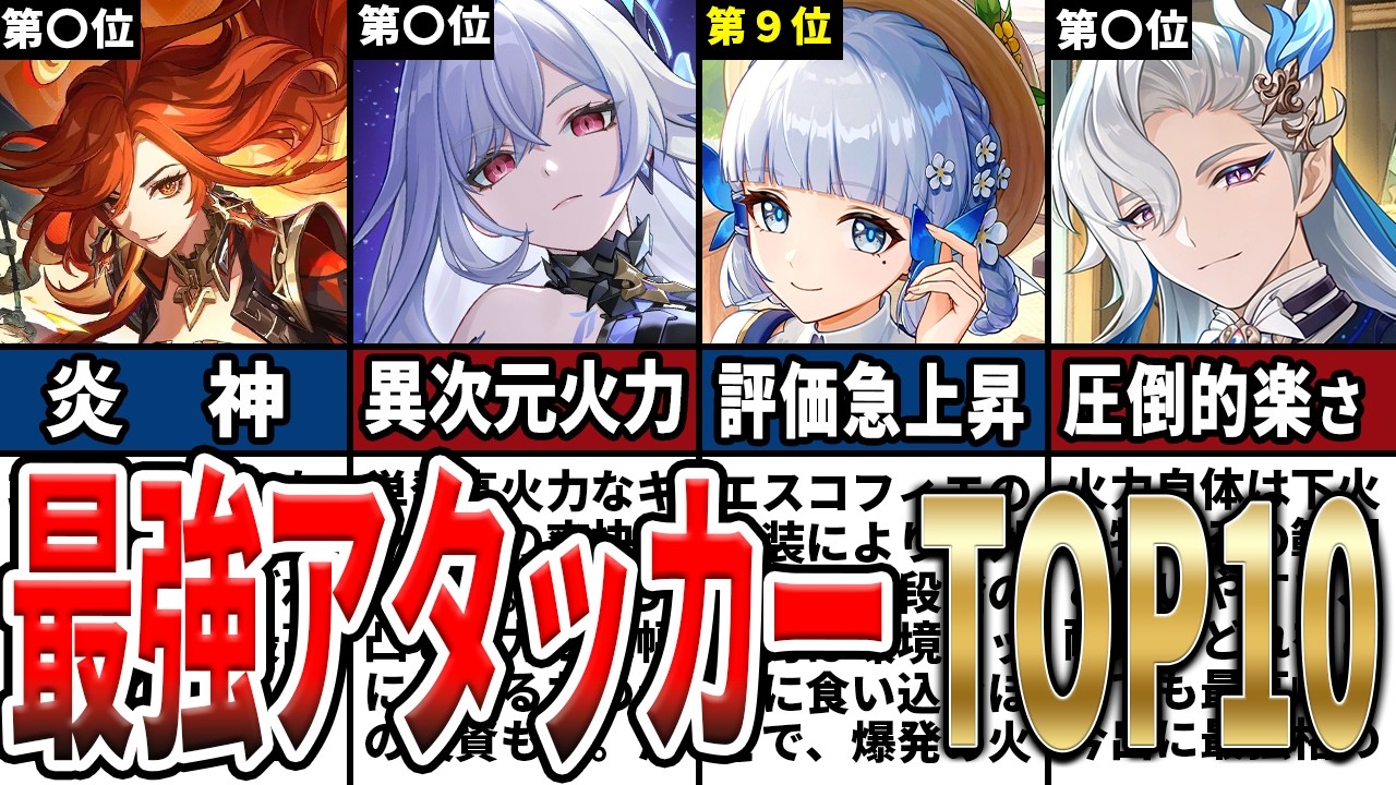 Genshin Impact] Ver. 5.8 Latest Edition! Top 10 Ranking of the