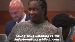 Young Thug listening to the SafeMoonBoyz while in court 🤯