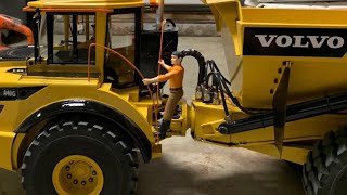 Volvo A40G detailing added to hydraulic RC articulating dump truck. 1/14 scale RC construction.