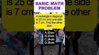 A rectangle’s diagonal is 25 cm and one side is 7 cm. Find the other side. #math #shorts