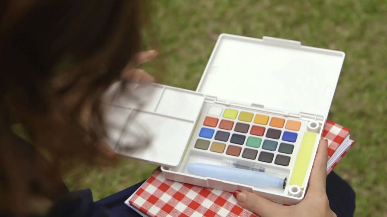 SAKURA Koi Aquarell Pocket Field Sketch Box – 30 Farben, Kompakt, Mit Pinsel