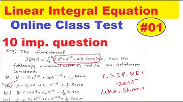#01 Linear Integral Equation online test |  10 important problem of linear integral equation