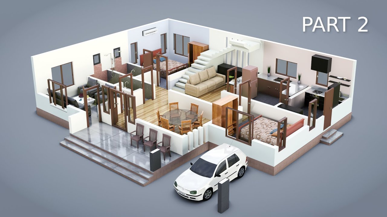 Blender 2.8 3d floor plan making workflow (Part 2) YouTube