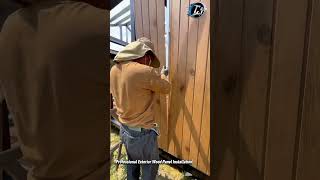 Modern Wood Wall Cladding Installation 🪵✨ #WoodCladding #Construction #DIY