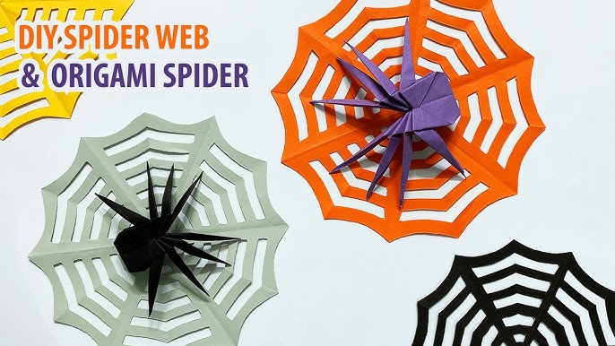 HALLOWEEN DECORATIONS IDEAS】/ DIY SPIDER WEB & ORIGAMI SPIDER ...