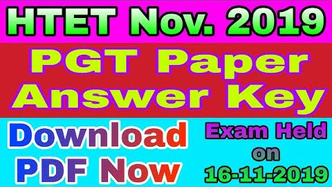 HTET  Answer key for PGT 16 November 2019 download PDF now
